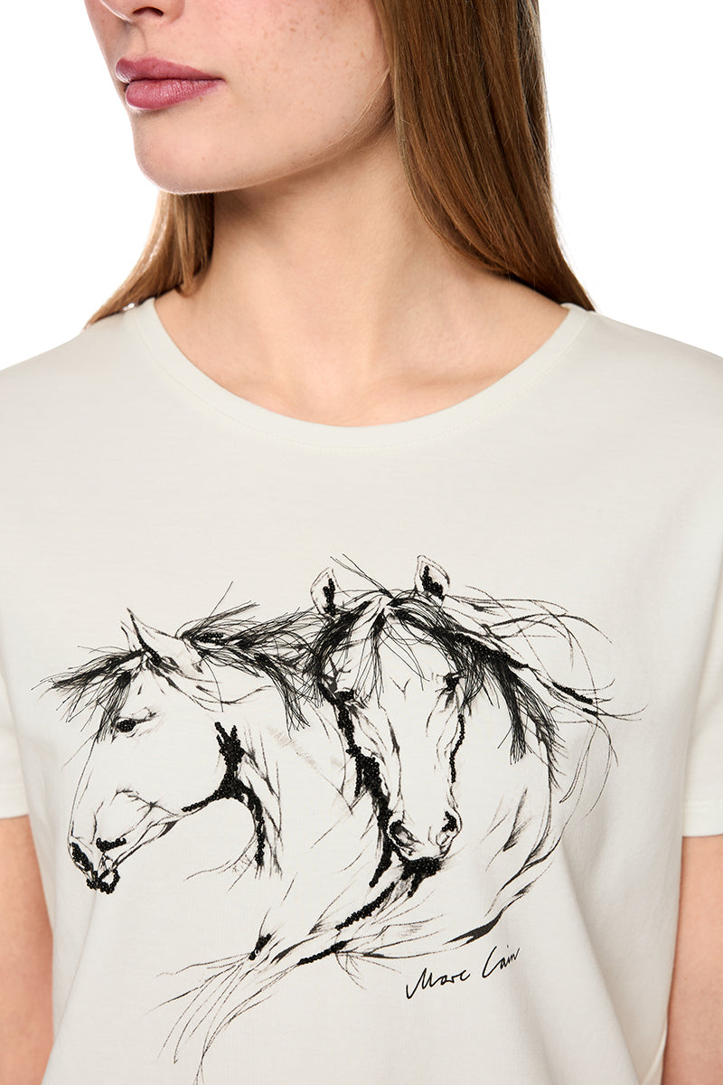 Cotton shirt with horse motif
