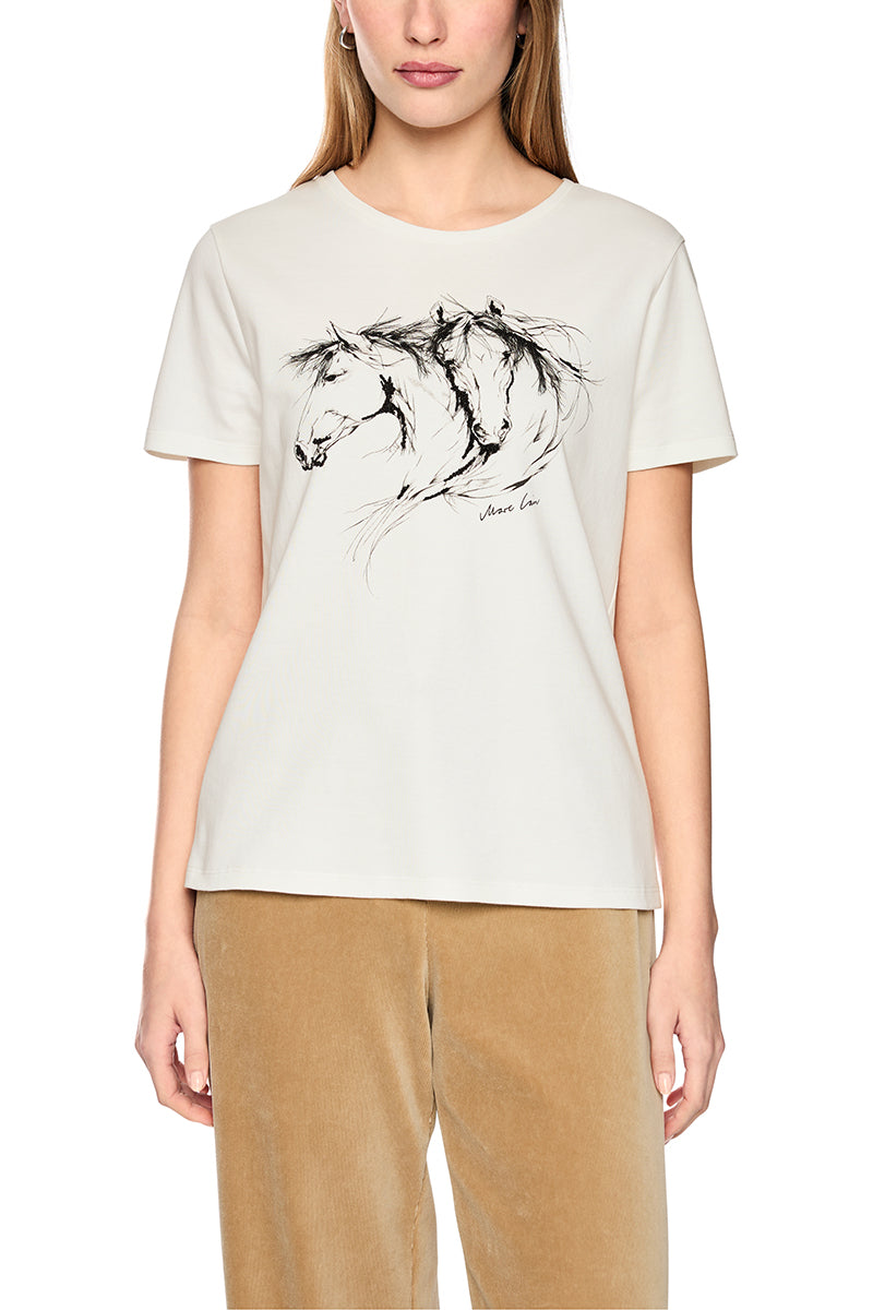 Cotton shirt with horse motif