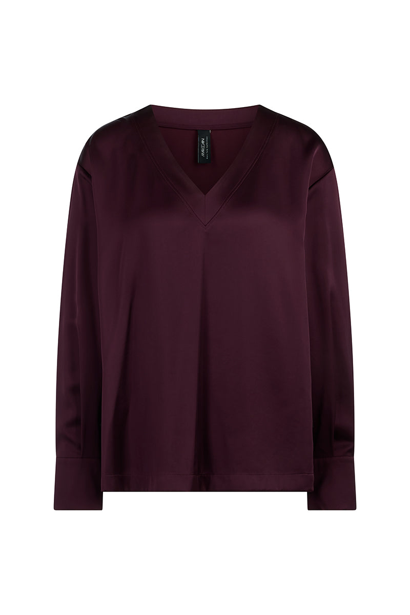 V-neck blouse in satin-effect finish