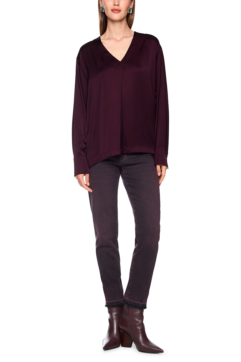 V-neck blouse in satin-effect finish