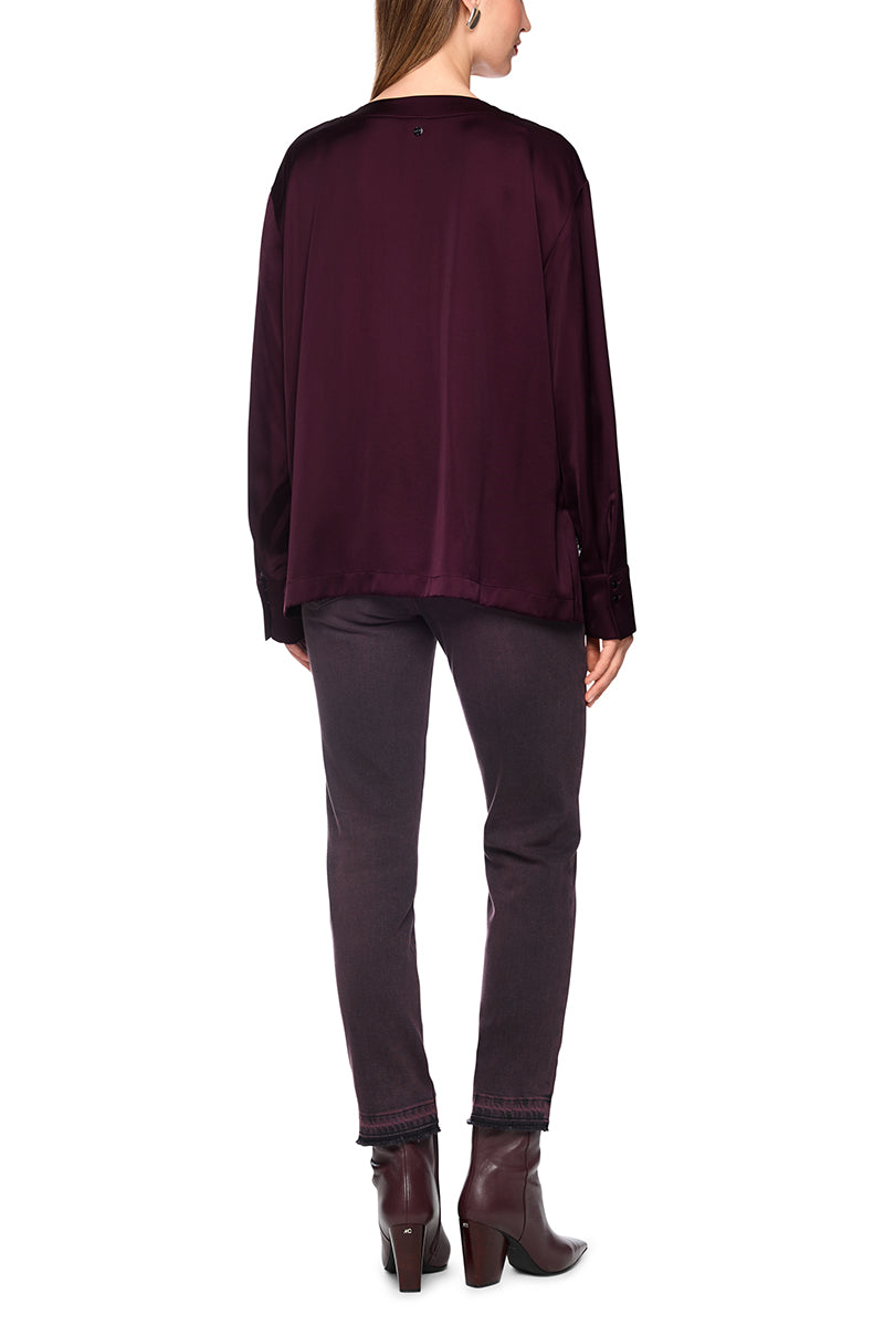 V-neck blouse in satin-effect finish