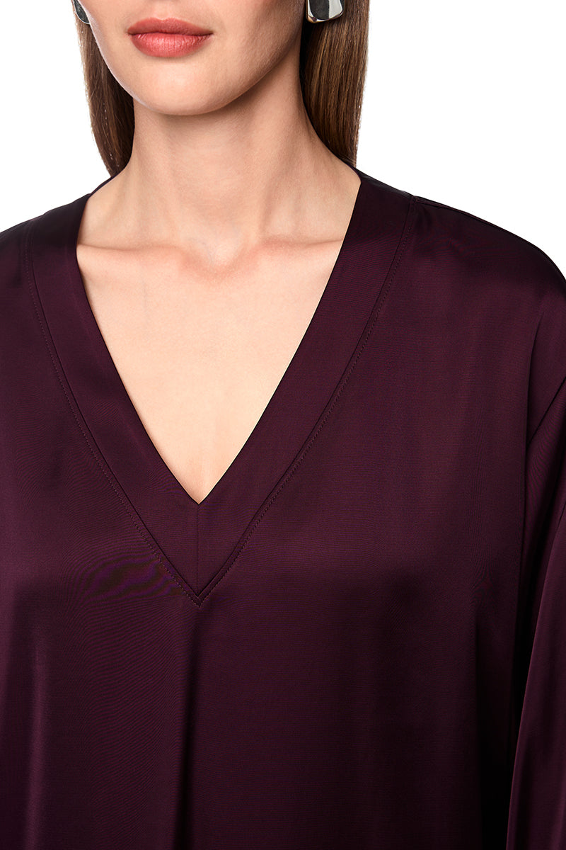 V-neck blouse in satin-effect finish