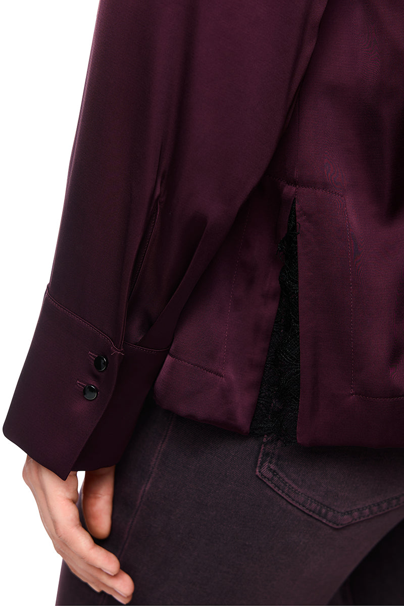 V-neck blouse in satin-effect finish