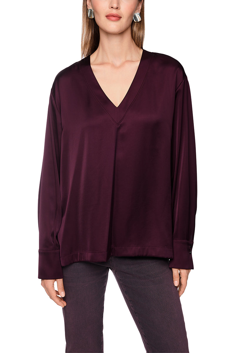 V-neck blouse in satin-effect finish