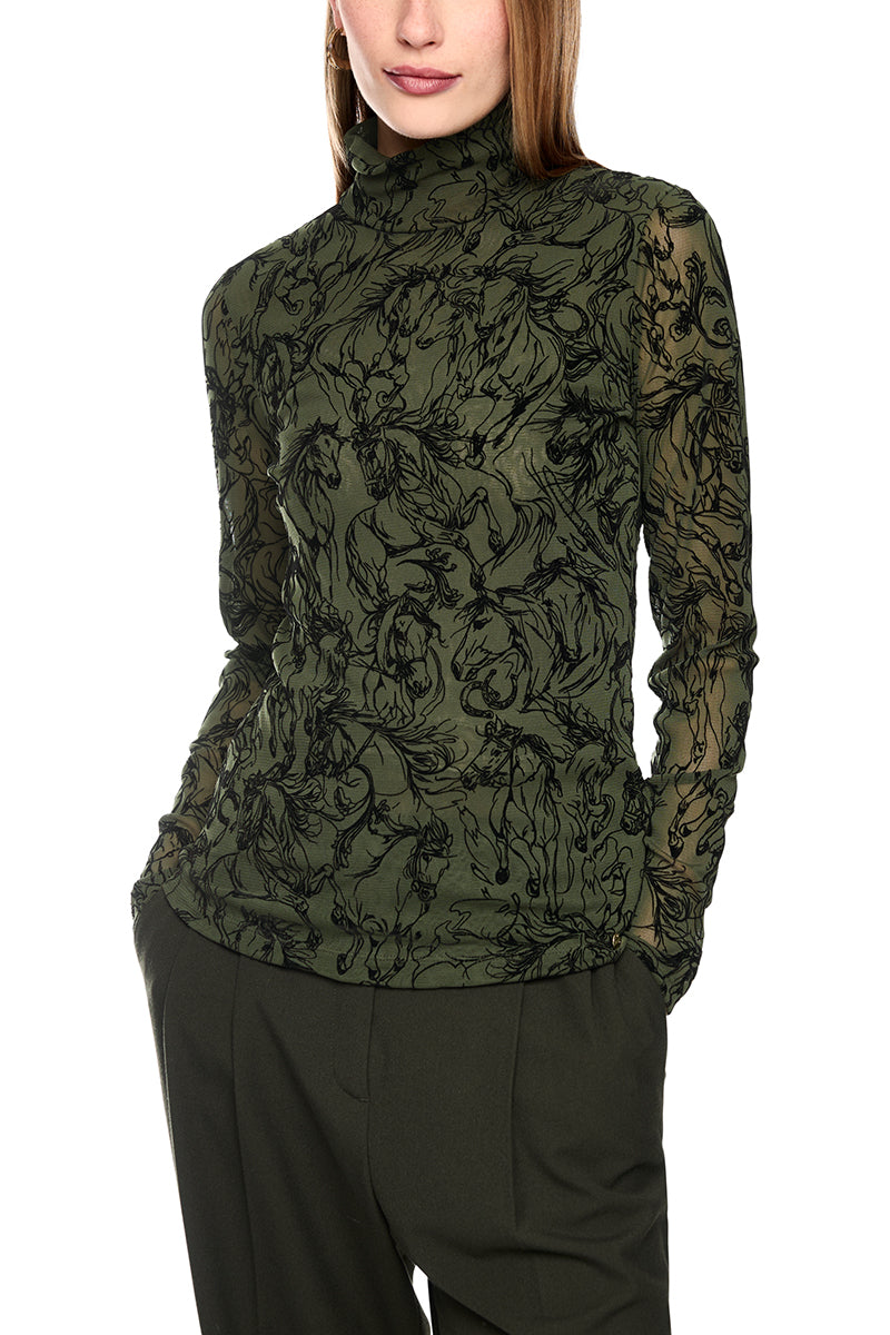 Shirt with velvet flocking