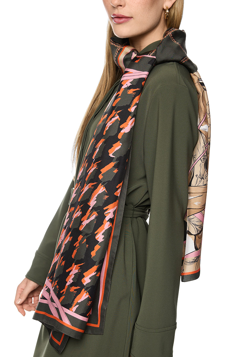 Silk scarf with mixed print