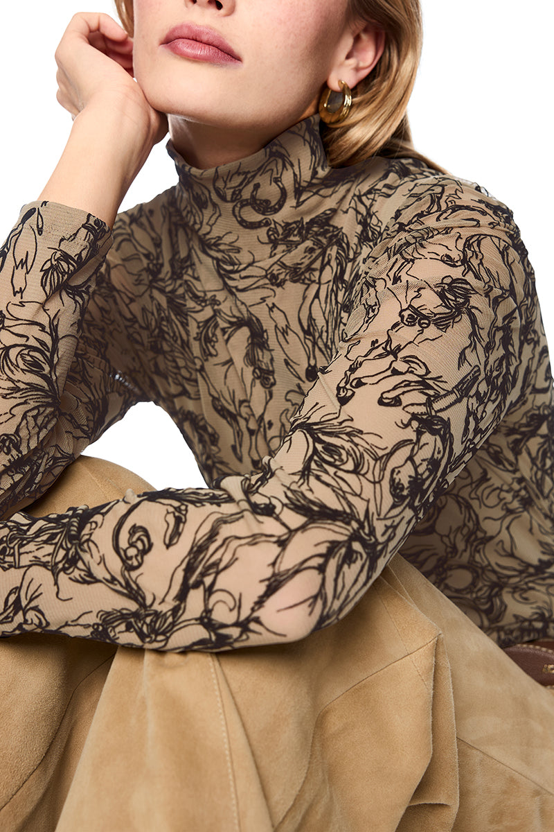 Shirt with velvet flocking