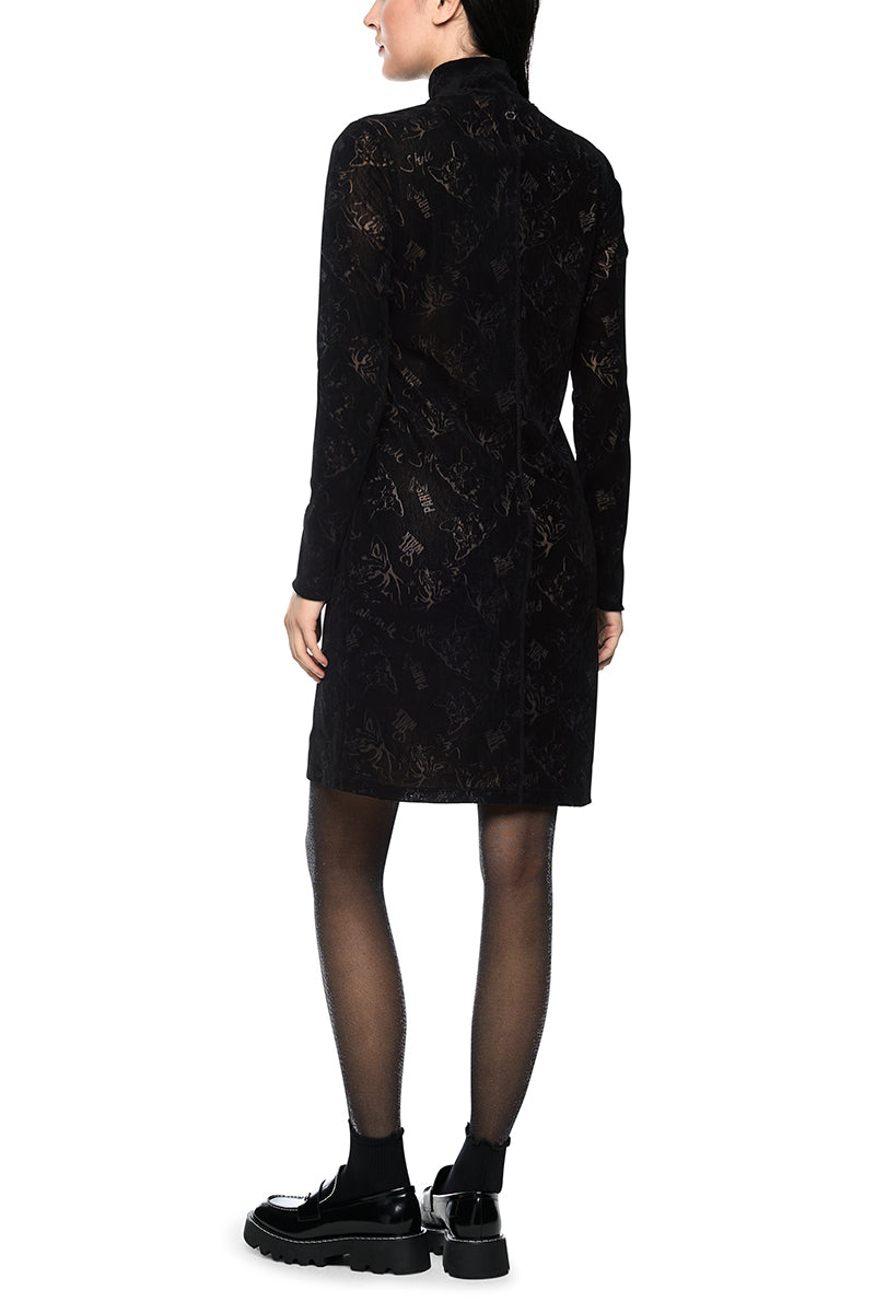 Midi dress with cat print