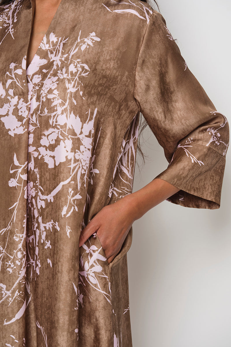 Long silk pop-over dress