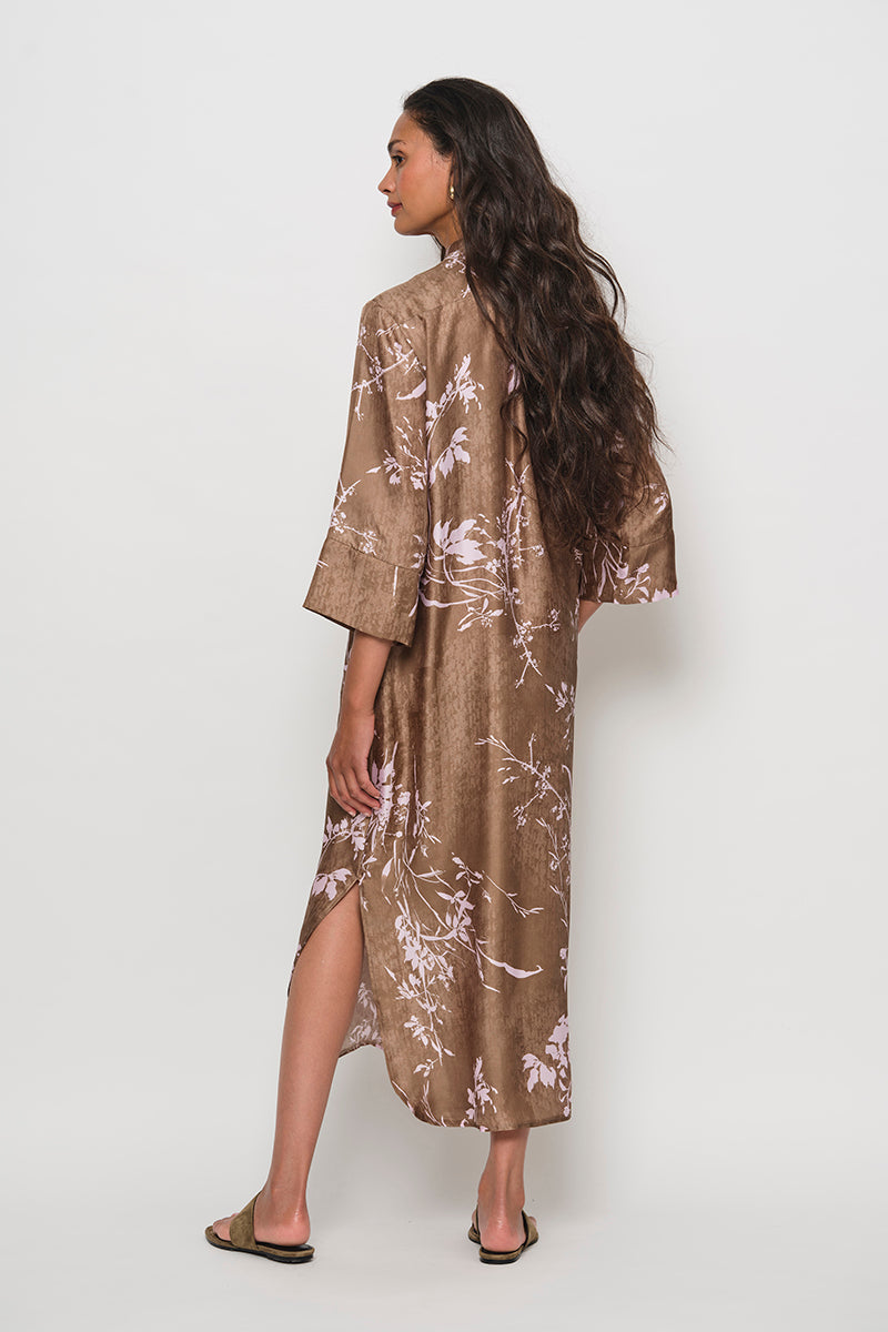 Long silk pop-over dress