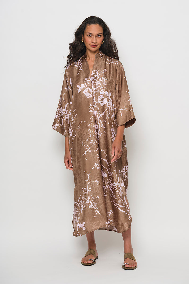 Long silk pop-over dress