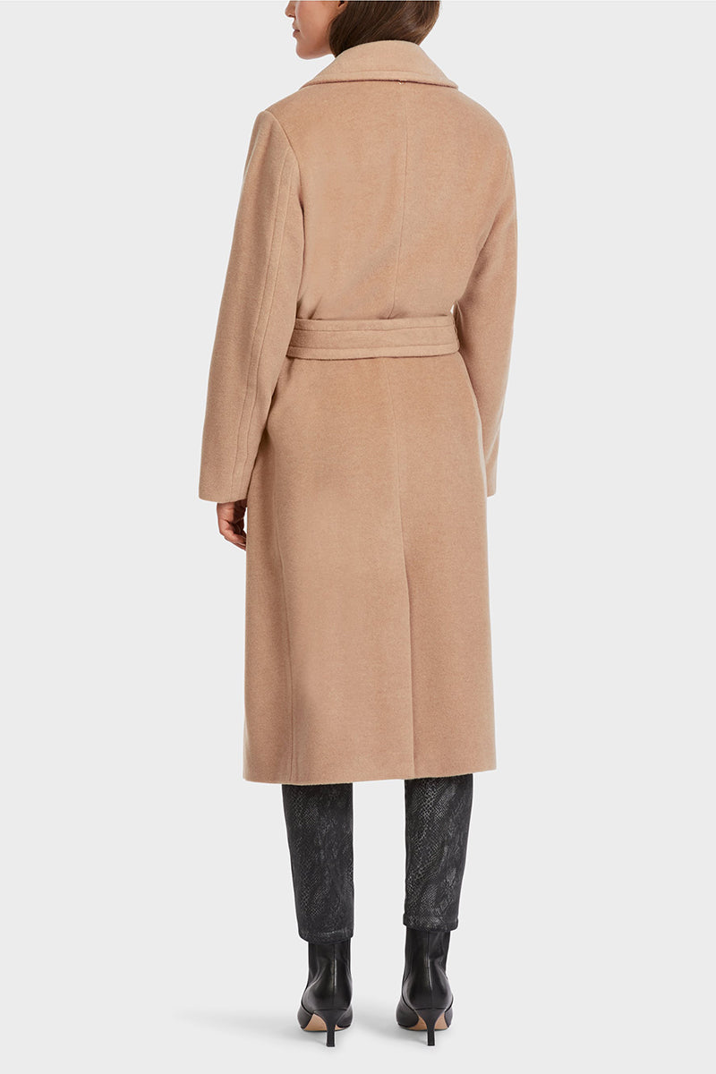 Wool coat with lapel and tie belt