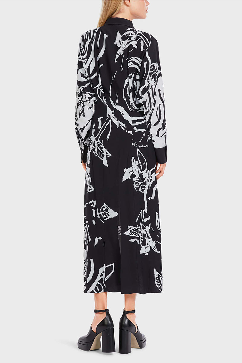 Long viscose dress with rose print
