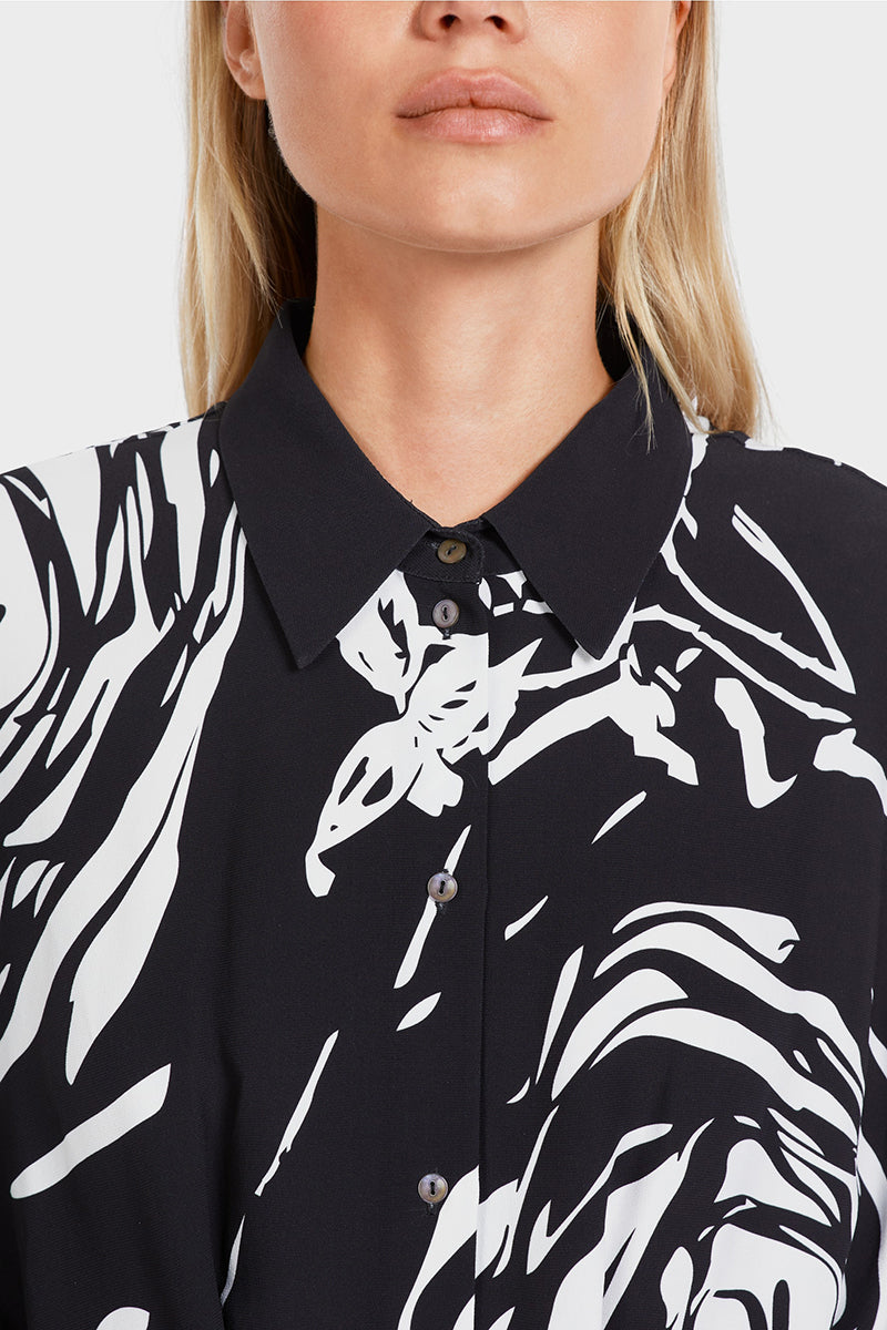 Long viscose dress with rose print