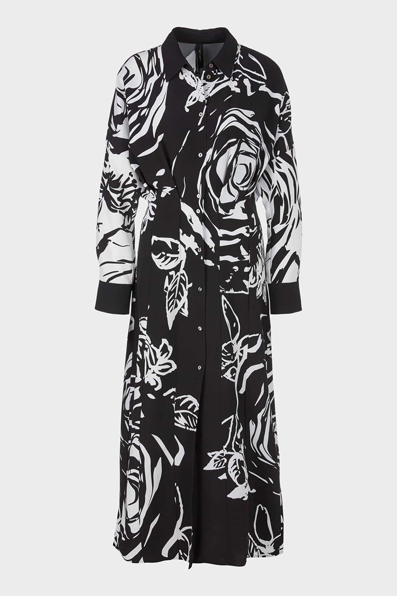 Long viscose dress with rose print