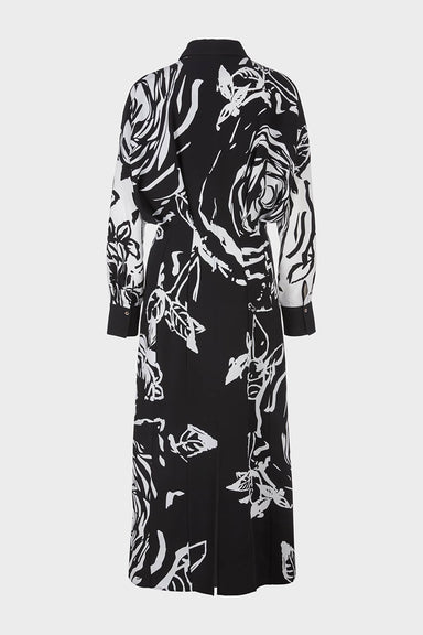 Long viscose dress with rose print