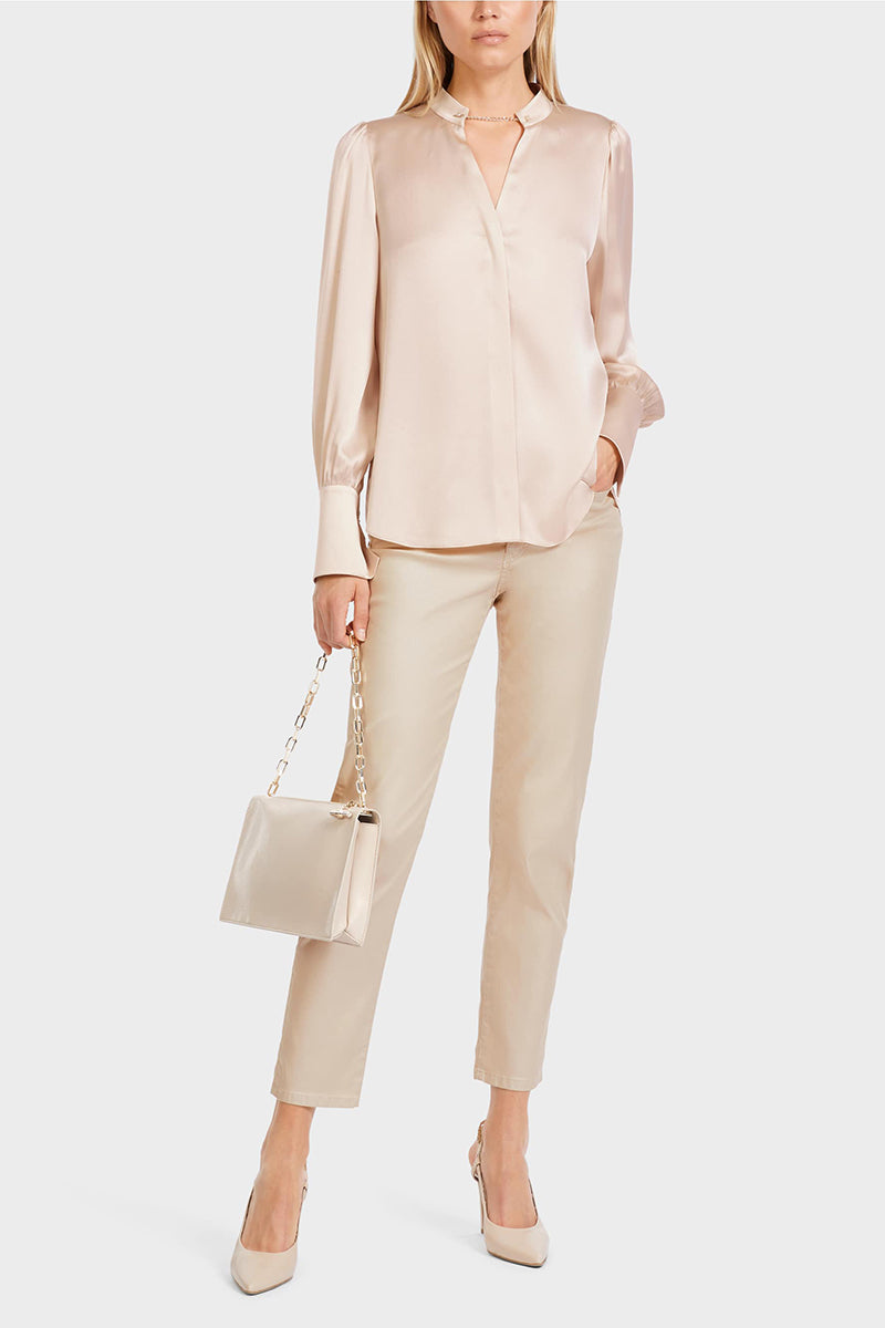 Elegant silk blouse with stand up collar