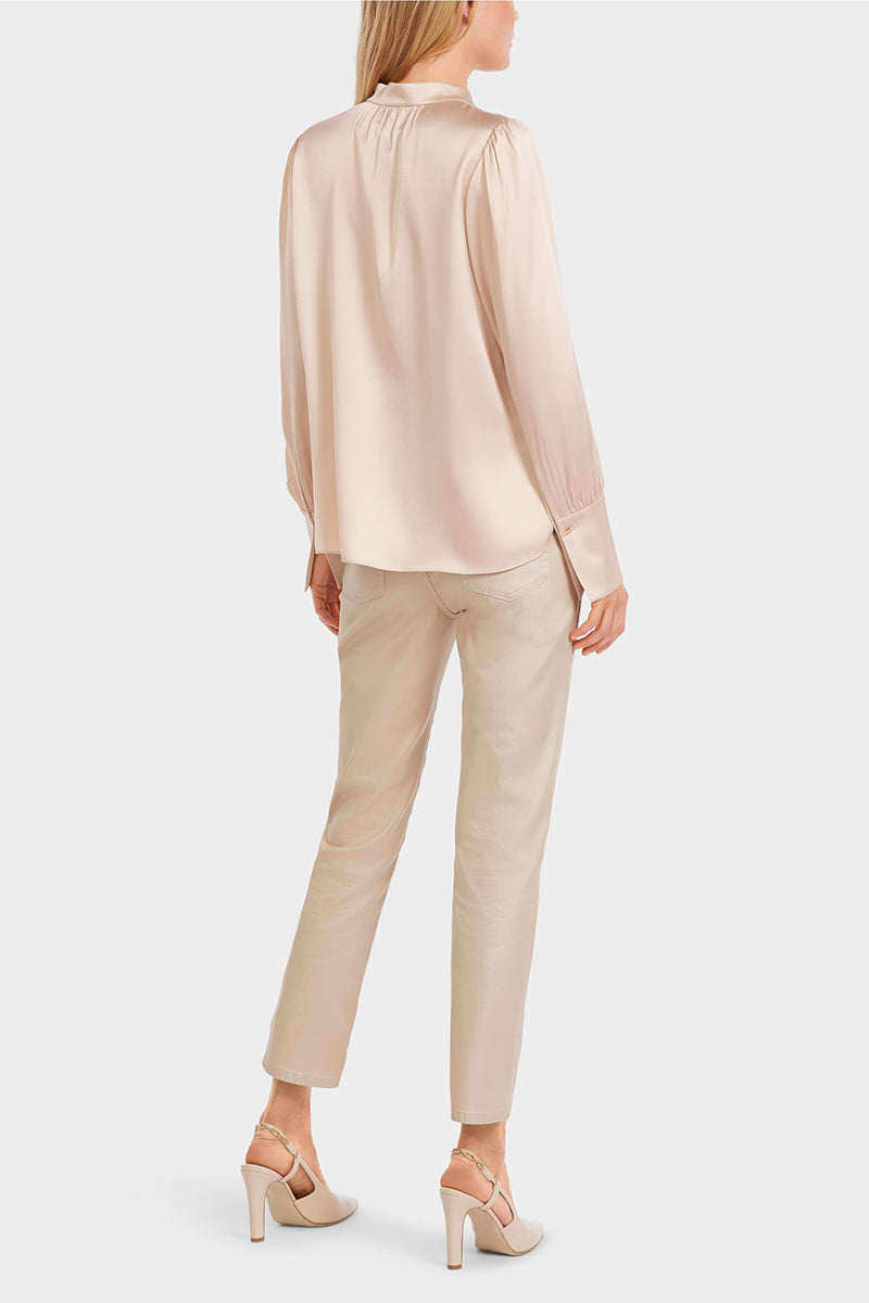 Elegant silk blouse with stand up collar