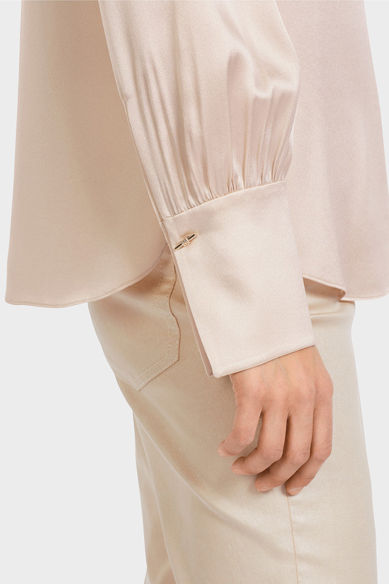 Elegant silk blouse with stand up collar