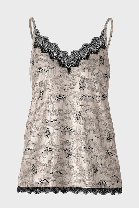 Printed top with spaghetti straps