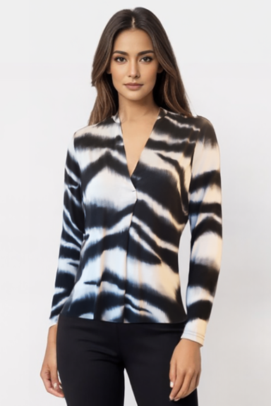 Printed long sleeve top