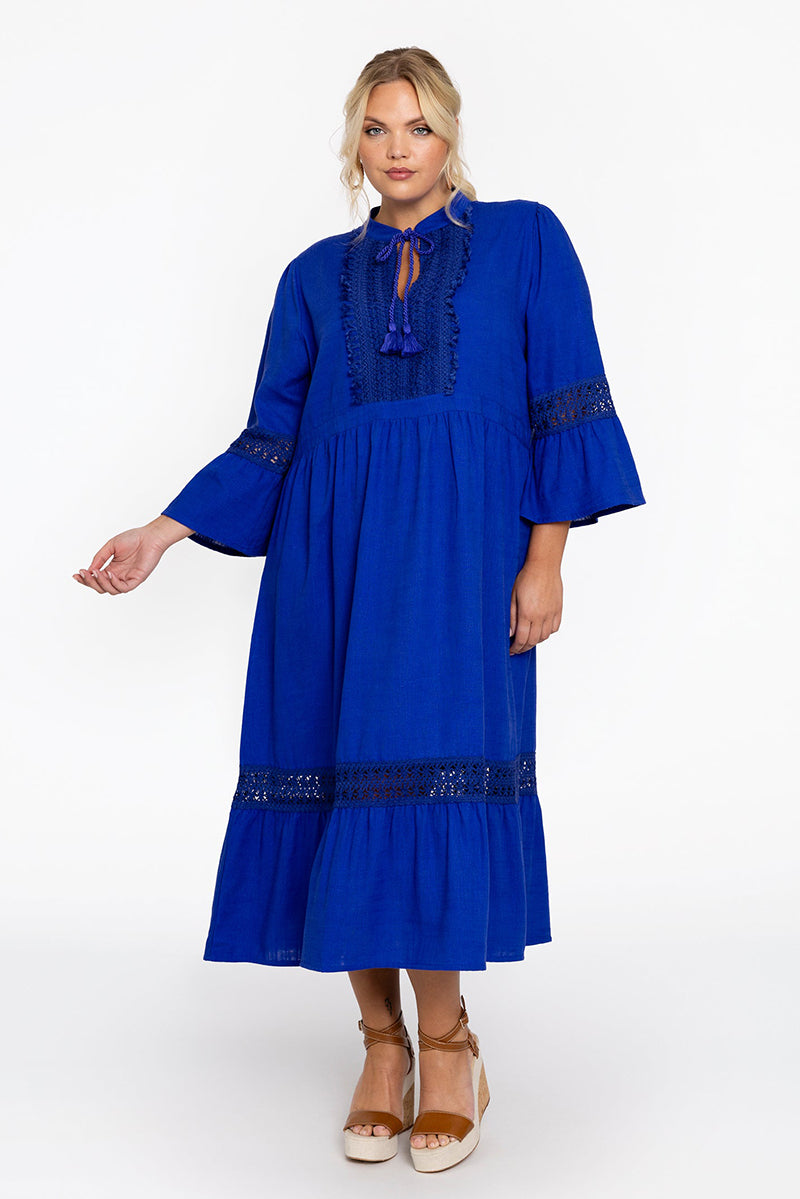 Dress lace linen mix