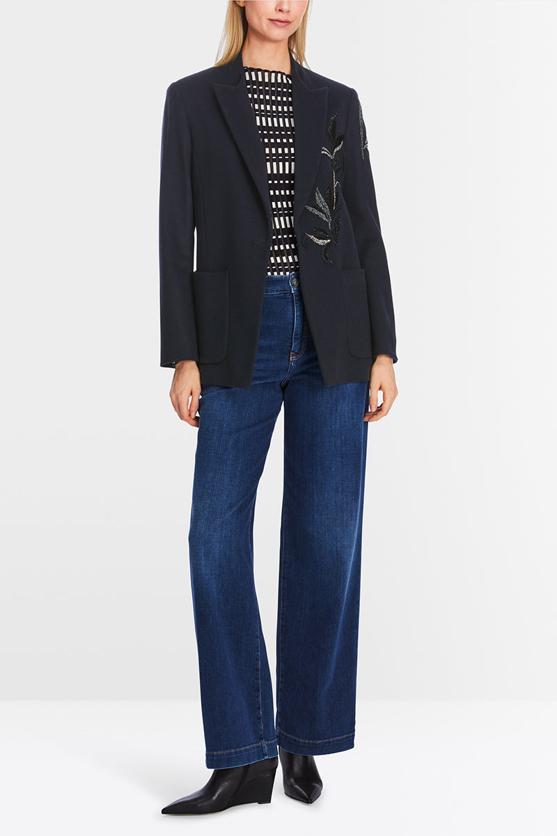 Blazer with floral glitter appliqué