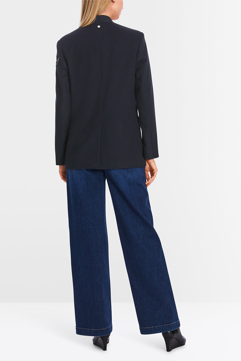 Blazer with floral glitter appliqué