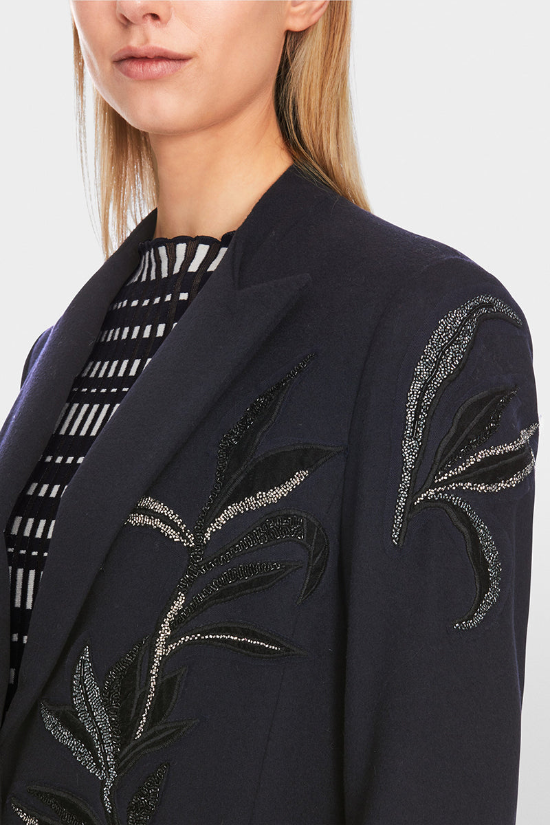 Blazer with floral glitter appliqué