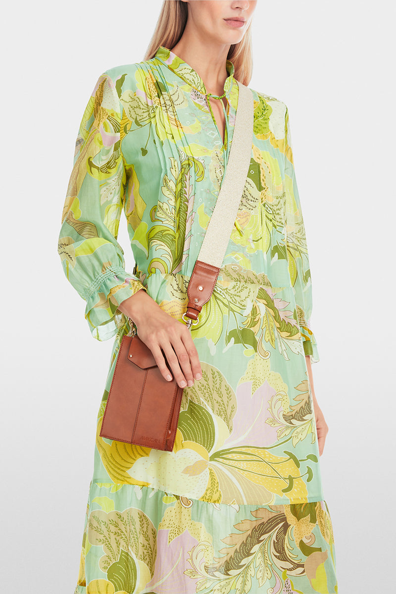 Wide midi dress with leaf motif
