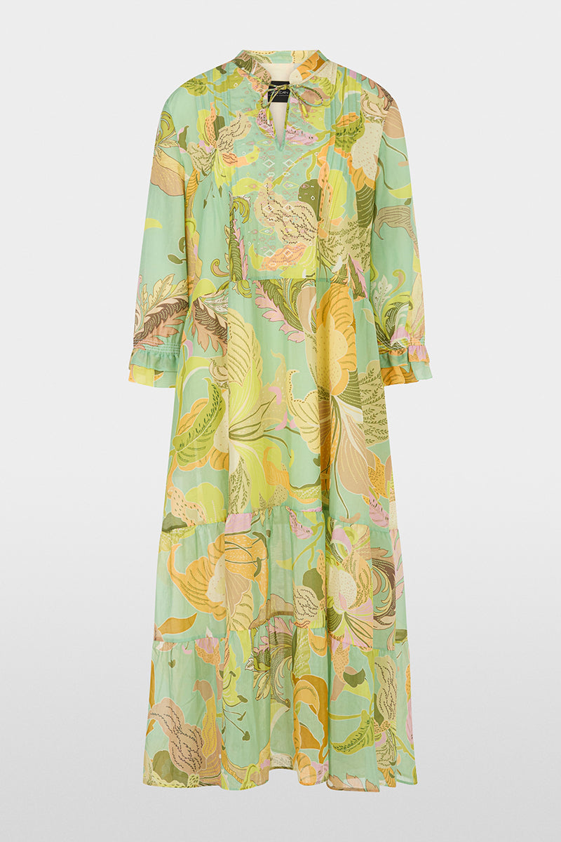 Wide midi dress with leaf motif
