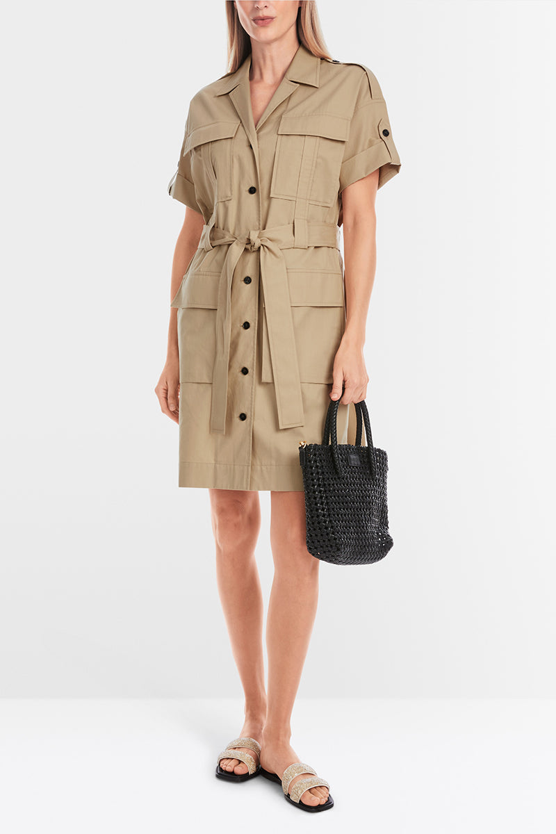 Utility-style plain shirt dress