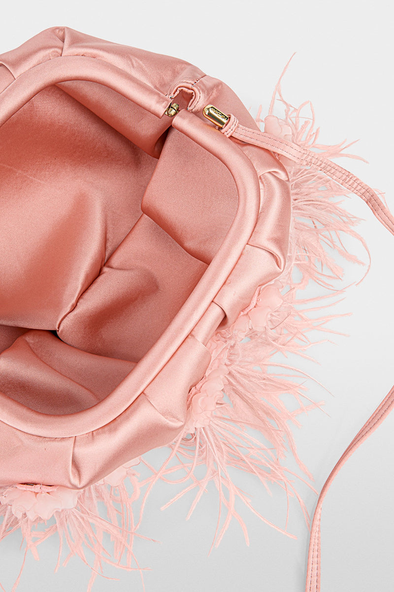 Elegant clutch bag with feathers