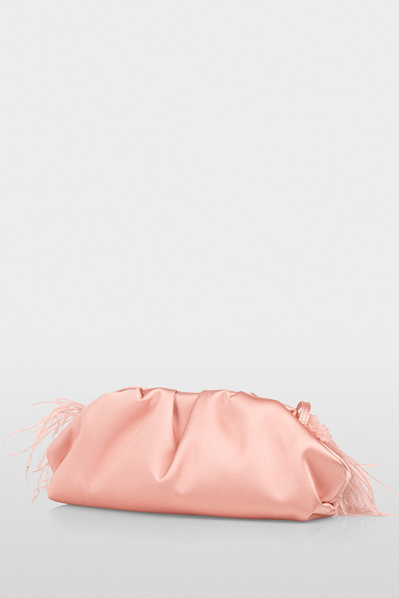 Elegant clutch bag with feathers