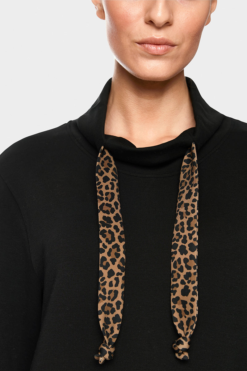 Midi sweatshirt dress with leopard cord