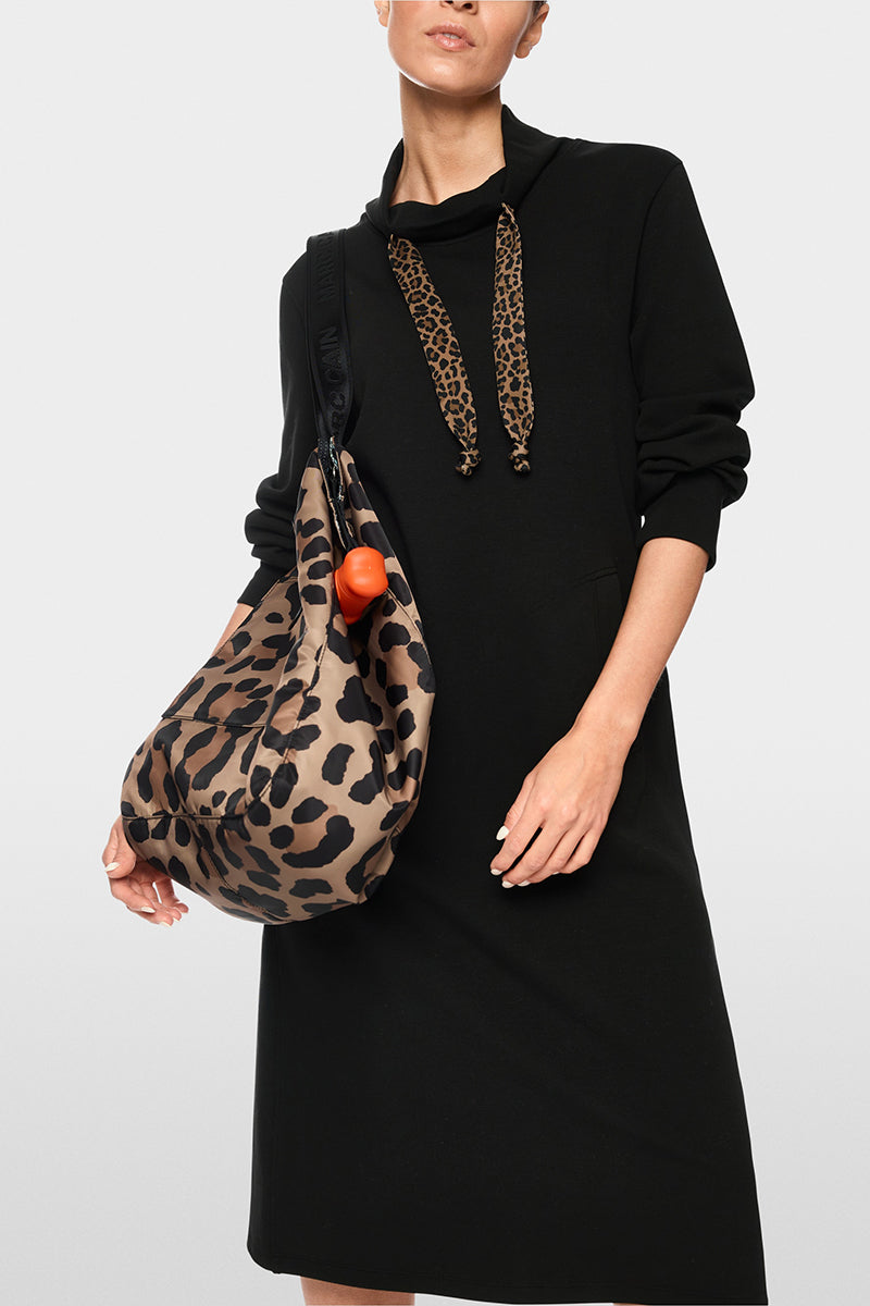 Midi sweatshirt dress with leopard cord