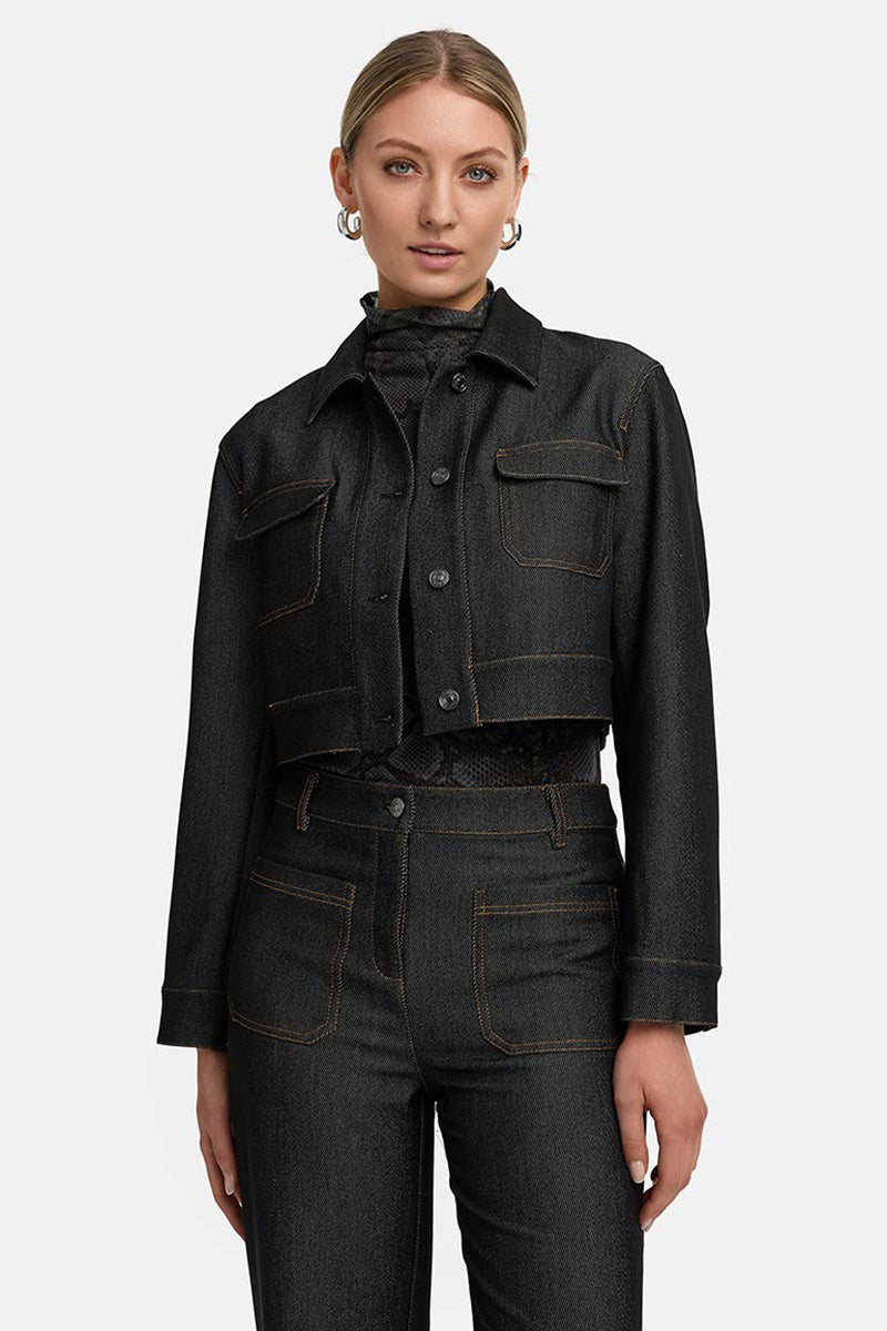 Short jacket in soft denim