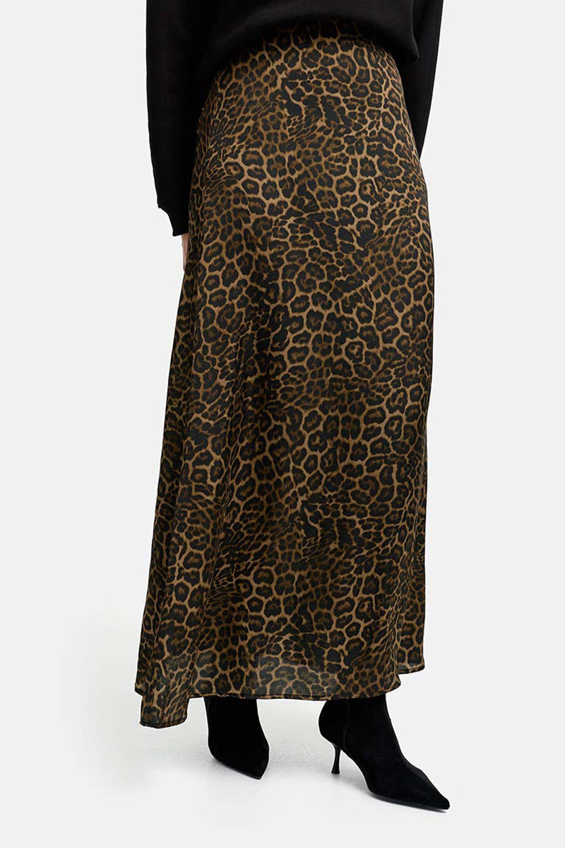 Maxi skirt in viscose satin