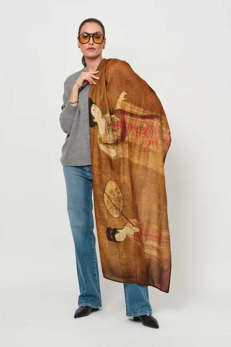 Double sided scarf geisha/fly