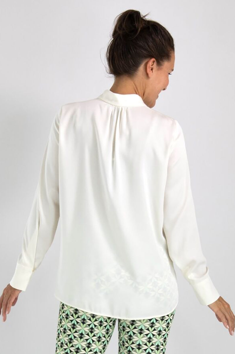 Blouse with stand-up collar