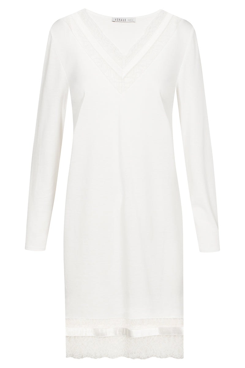 Langerma náttkjóll frá Féraud í litnum ivory