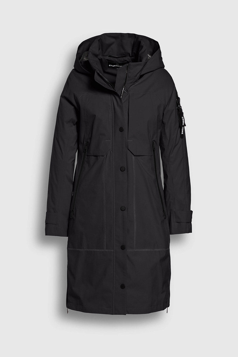 Long Raincoat With Hood In Collar