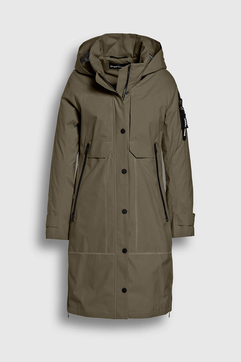 Long Raincoat With Hood In Collar