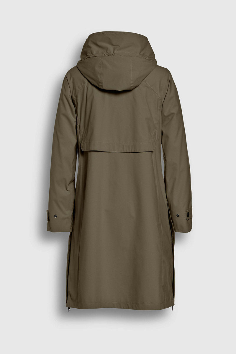 Long Raincoat With Hood In Collar