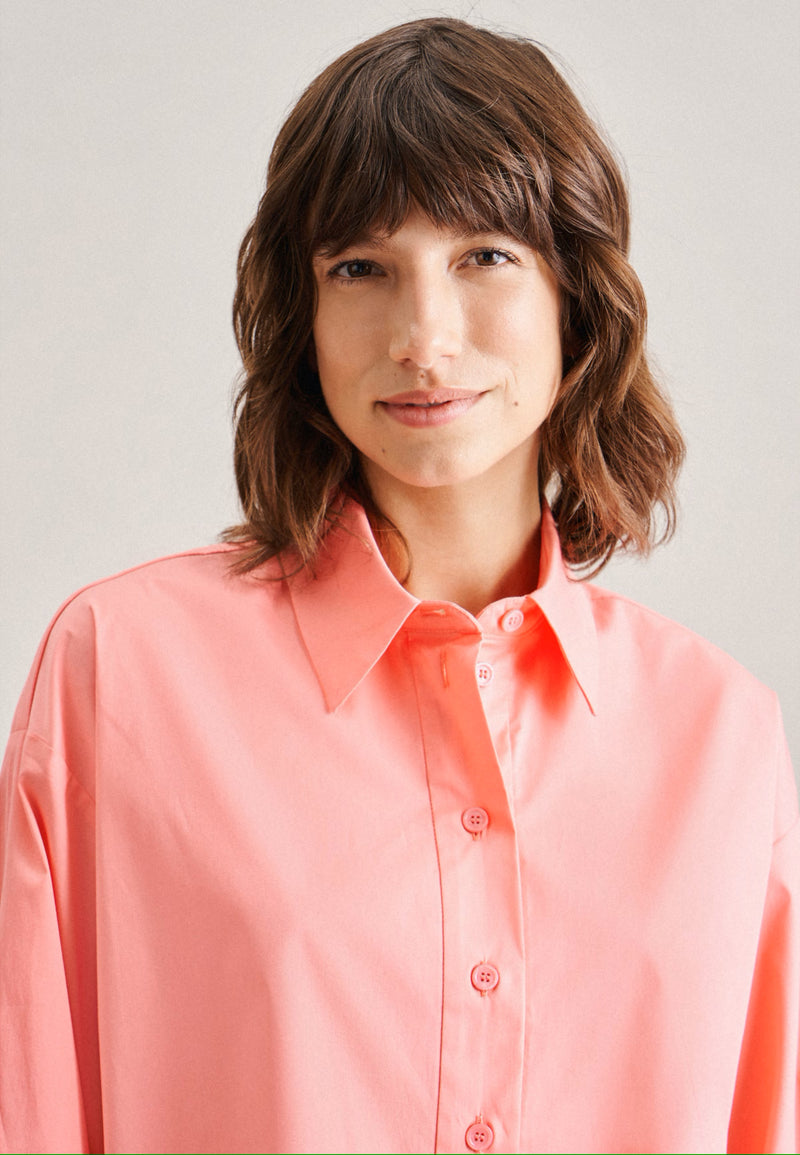 3/4-sleeve poplin slip over blouse