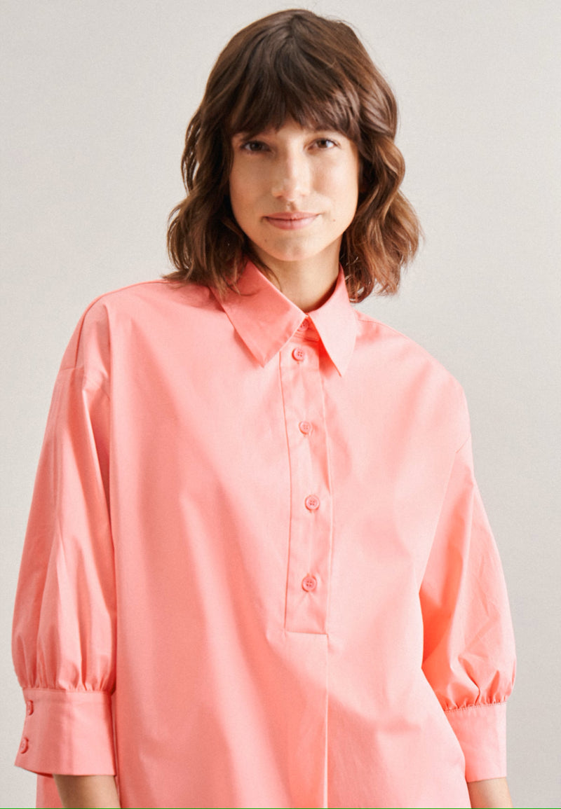 3/4-sleeve poplin slip over blouse