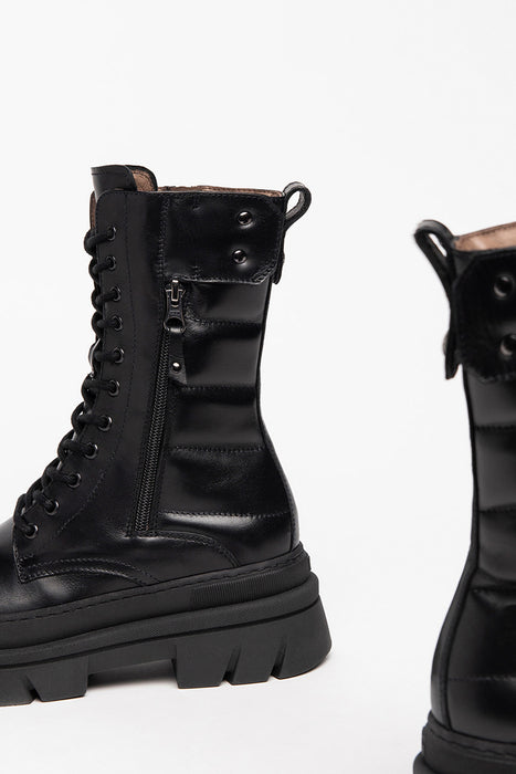 Leather combat boots