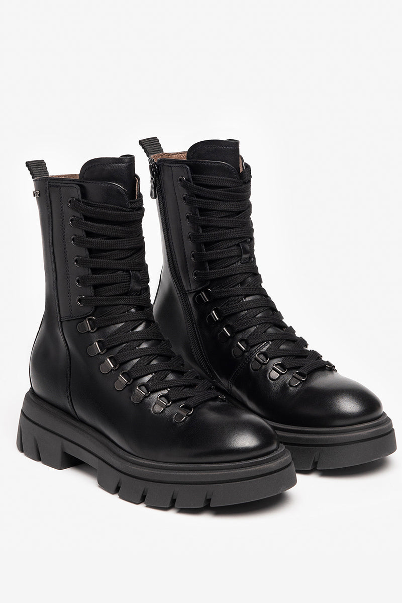 Leather combat boots