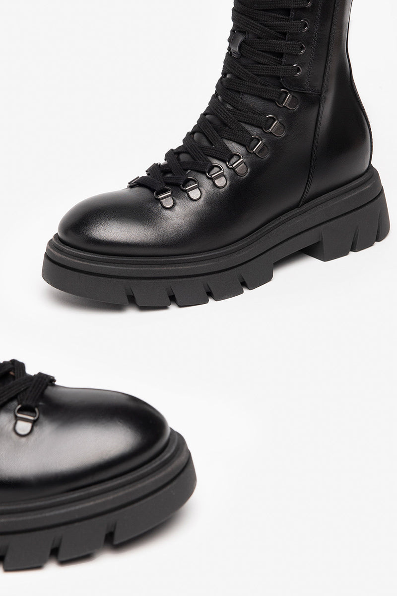 Leather combat boots