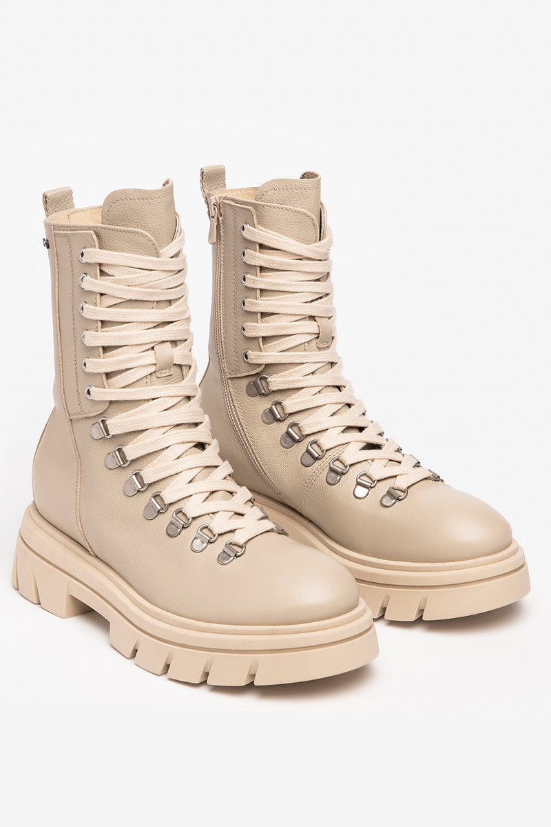 Leather combat boots